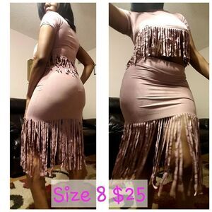 Pink Tassle Skirt Set